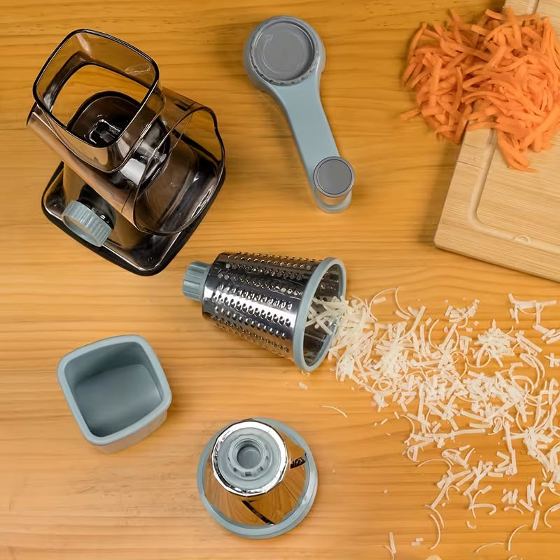 Rotary Food & Cheese Grater 6 Stainless Steel Blades with Suction Base