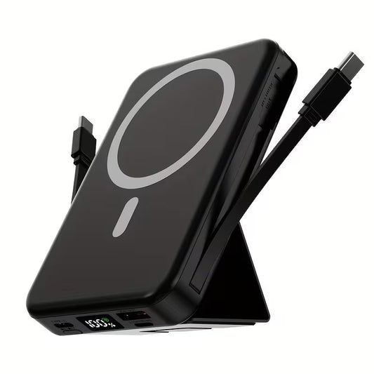 10,000mAh Magnetic Wireless Power Bank LED Display with USB C & Lightning Cables