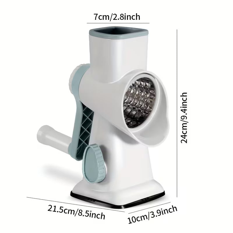 Rotary Food & Cheese Grater 6 Stainless Steel Blades with Suction Base