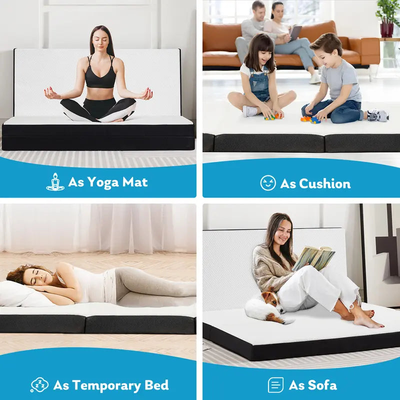 Tri Fold Memory Foam Mattress Portable Folding Mattress with Washable Cover