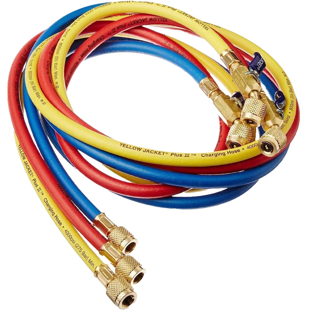 Yellow Jacket 29986 Plus II 1/4" Hose with Compact Ball Valve, 72" – Pack of 3