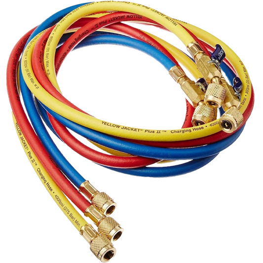 Yellow Jacket 29986 Plus II 1/4" Hose with Compact Ball Valve, 72" – Pack of 3
