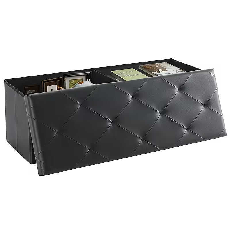 Folding Storage Ottoman Bench Padded Seat, Toy Storage Chest & Footrest