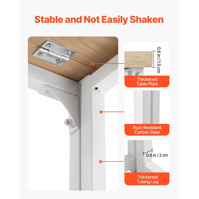 Foldable Compact Computer Desk 31.5 Inch Modern Workstation with Steel Frame