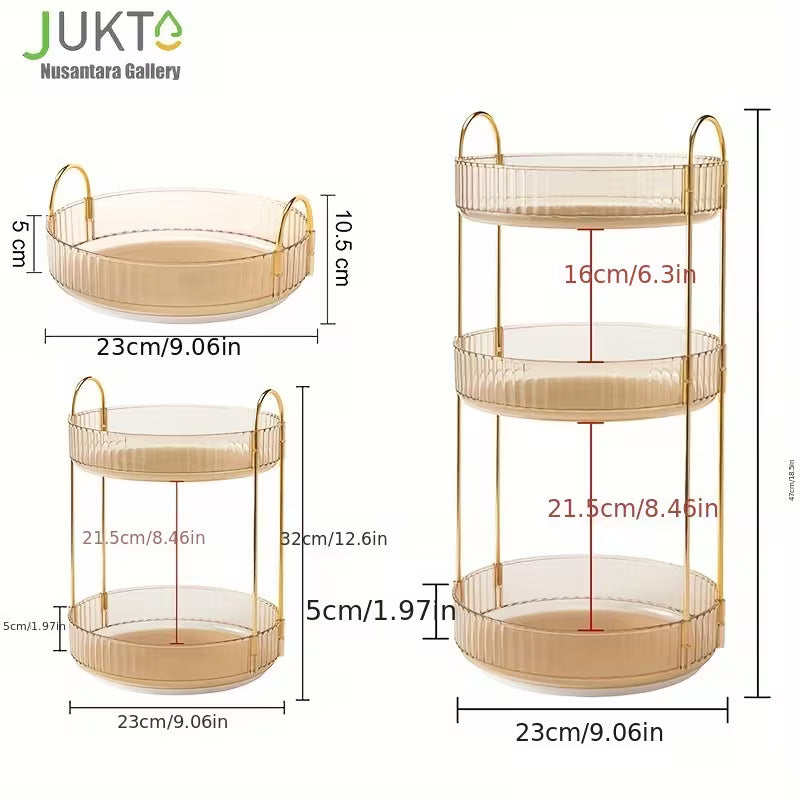 2 Tier 360° Rotating Makeup Organizer Acrylic Countertop Storage for Cosmetics