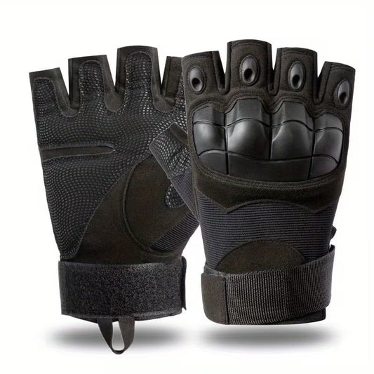 Half Finger Work & Outdoor Gloves Hard Knuckle Microfiber Leather Gloves